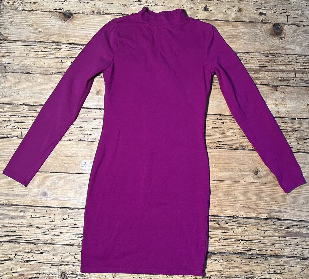 Forever 21 Magenta Long Sleeve Crossback Turtleneck Dress Size S